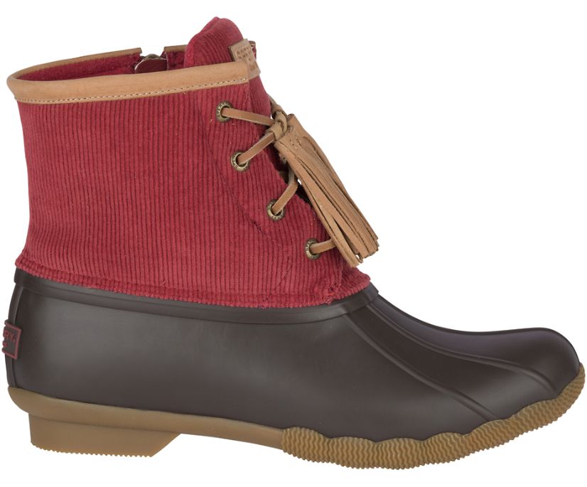 Sperry Saltwater Tassel Corduroy Duck Boots - Women's Duck Boots - Red/Brown [PS9176420] Sperry Top